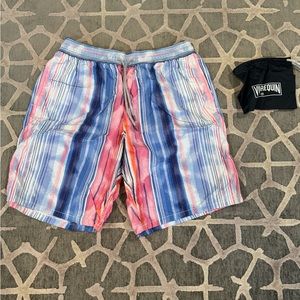 Vilebrequin Men's Blue Pink White Striped Swim Trunk Size 2XL .
